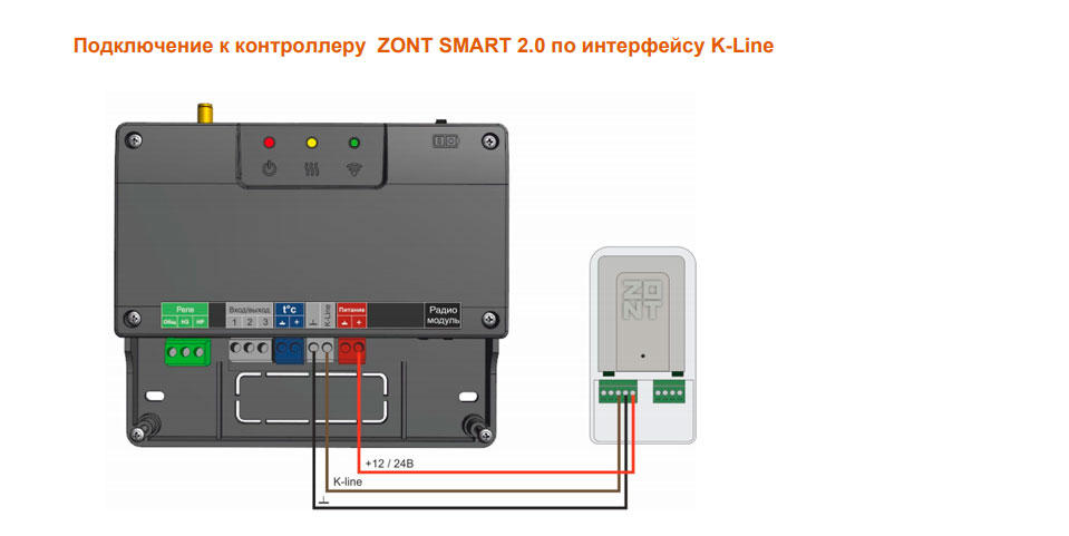 Подключение к контроллеру ZONT SMART 2.0 по интерфейсу K-Line